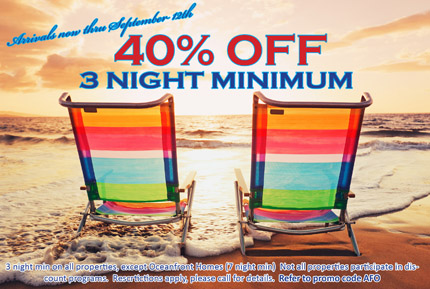 Take up to 40% off your last minute vacation with promo code "AFO"