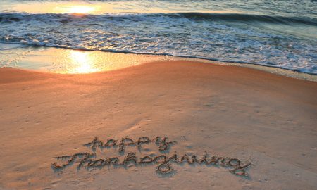 Happy,Thanksgiving Written in Sand
